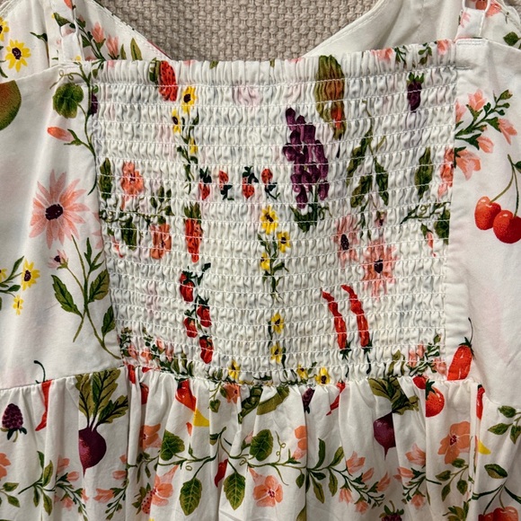 Old Navy Floral Midi Dress - White with Fruit Print - Picture 6 of 8